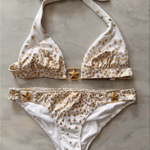 Victoria's Secret Other - Victoria's Secret White and Gold Starry Bikini